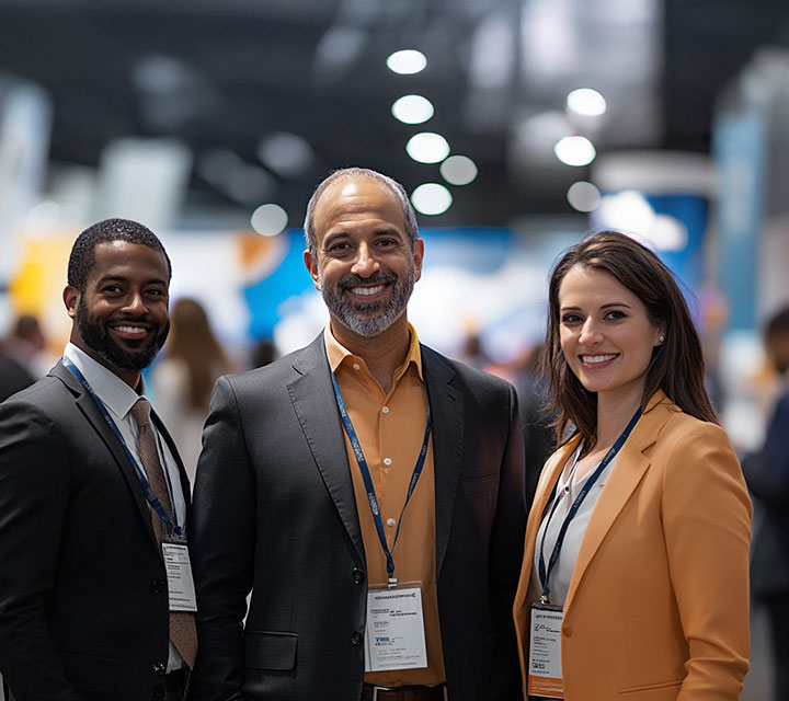 Conference attendees networking